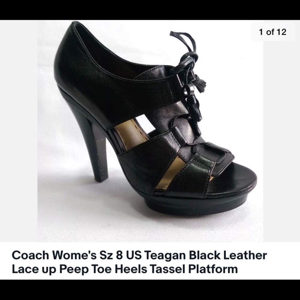 Coach Teagan open toe lace up platform heel